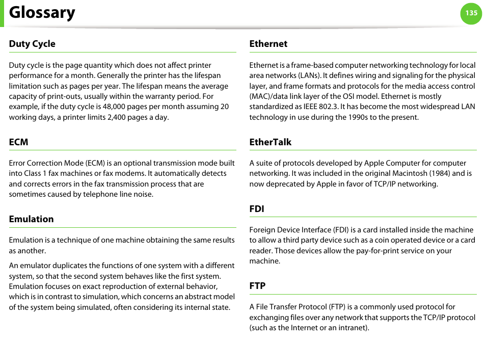 Glossary | Samsung ML-4512ND-XAA User Manual | Page 261 / 272