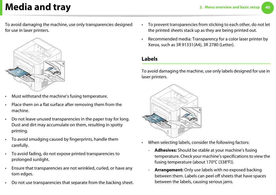 Media and tray | Samsung ML-4512ND-XAA User Manual | Page 40 / 272