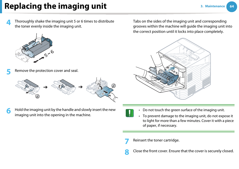 Replacing the imaging unit | Samsung ML-4512ND-XAA User Manual | Page 64 / 272