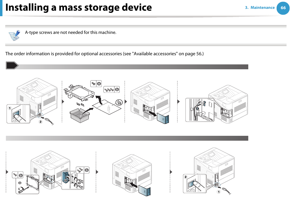 Installing a mass storage device | Samsung ML-4512ND-XAA User Manual | Page 66 / 272