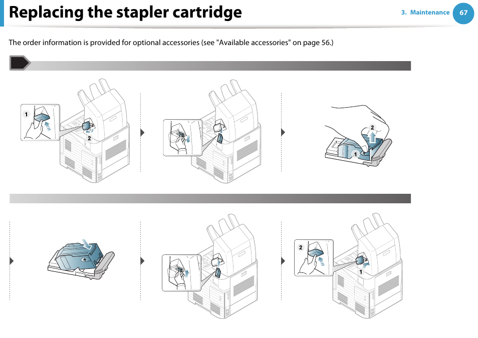 Replacing the stapler cartridge | Samsung ML-4512ND-XAA User Manual | Page 67 / 272