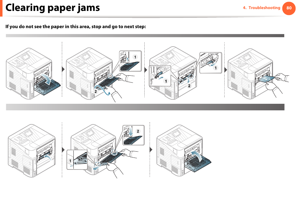 Clearing paper jams | Samsung ML-4512ND-XAA User Manual | Page 80 / 272