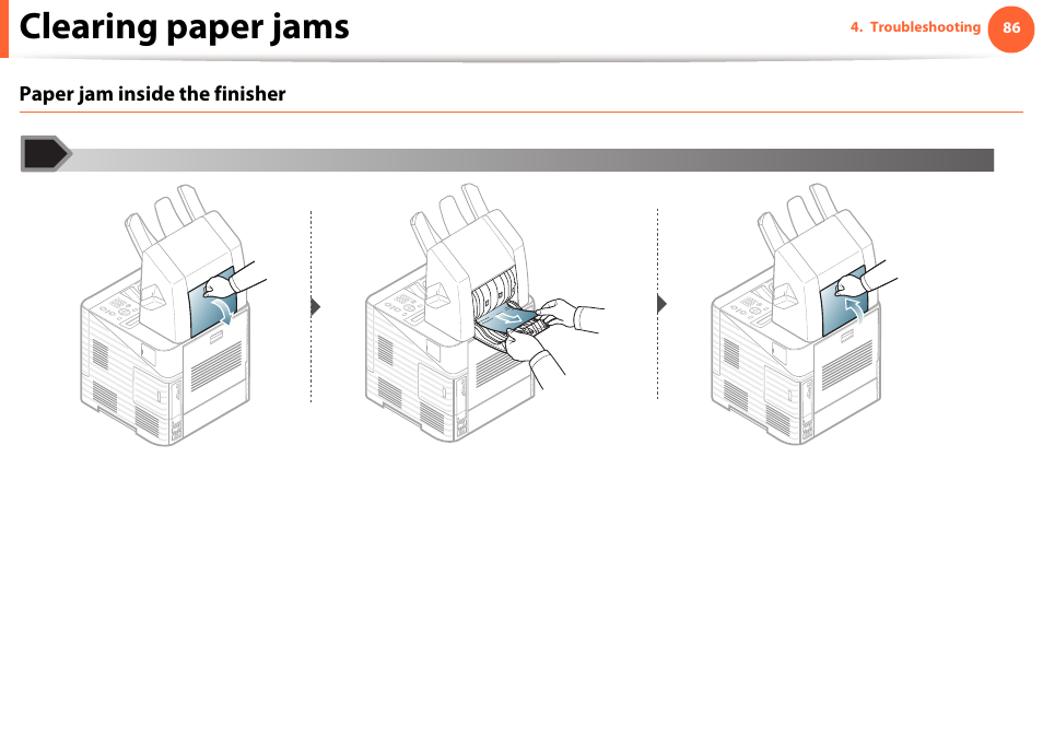 Clearing paper jams | Samsung ML-4512ND-XAA User Manual | Page 86 / 272