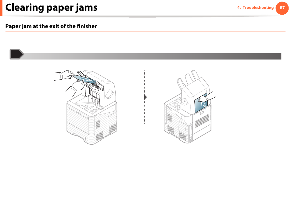 Clearing paper jams | Samsung ML-4512ND-XAA User Manual | Page 87 / 272