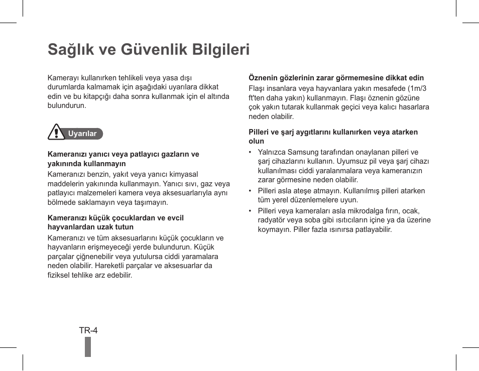 Sağlık ve güvenlik bilgileri | Samsung EC-PL90ZZBPAUS User Manual | Page 22 / 40