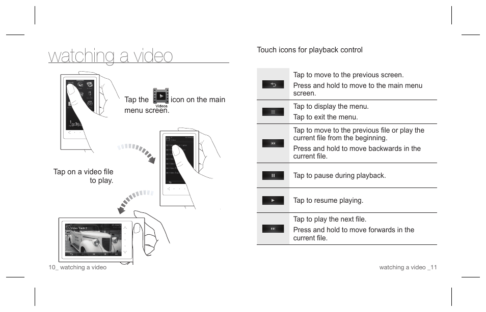 Watching a video | Samsung YP-P3JCS-XAA User Manual | Page 6 / 6