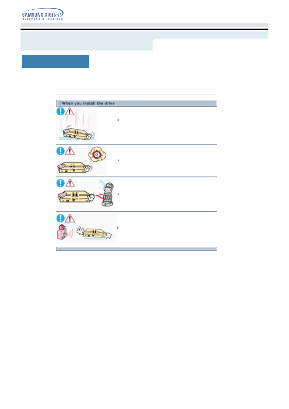 Installation, Safety precaution | Samsung SH-R522C-BEWN User Manual | Page 4 / 24
