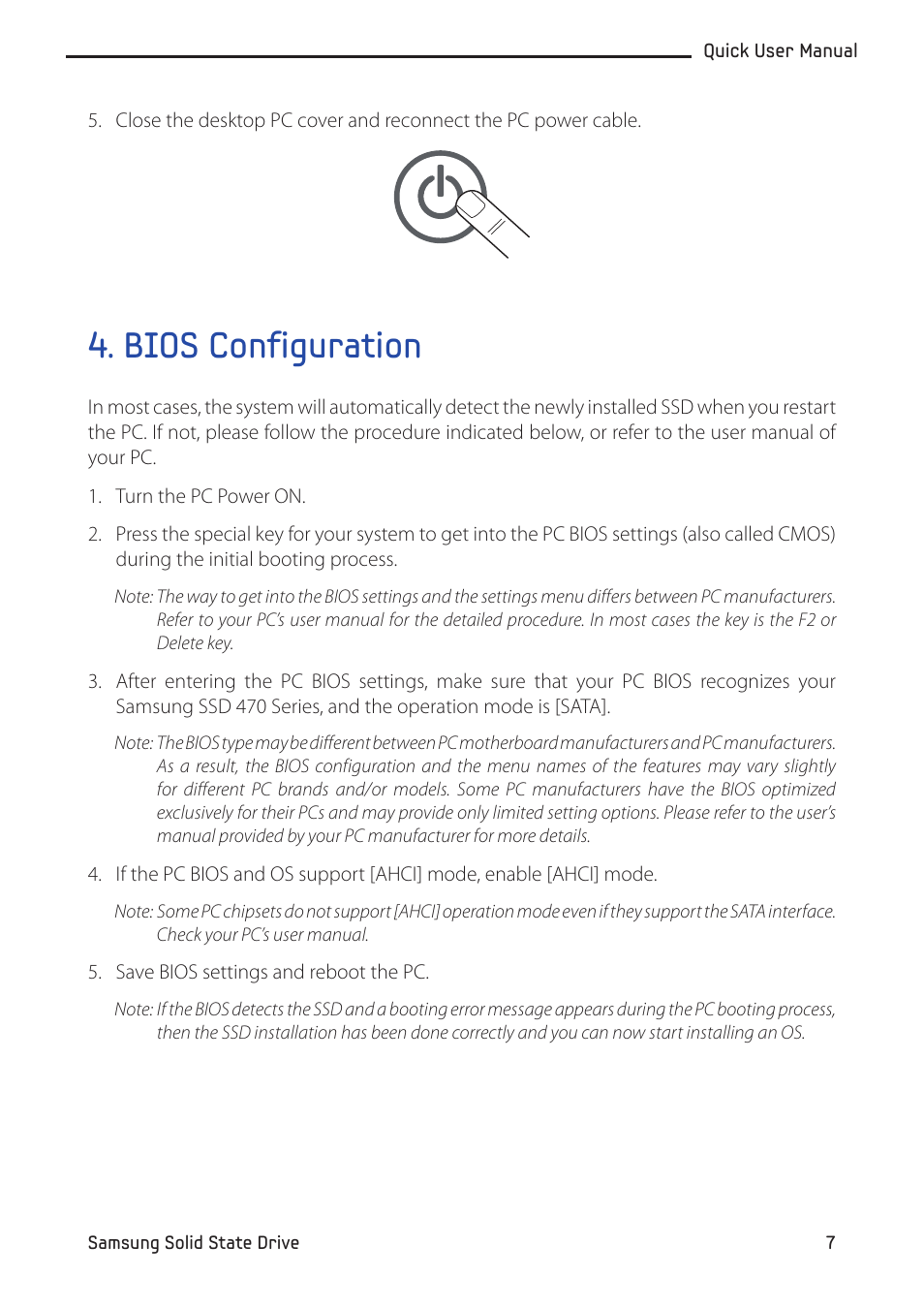 Bios configuration | Samsung MZ-5PA064-US User Manual | Page 7 / 14