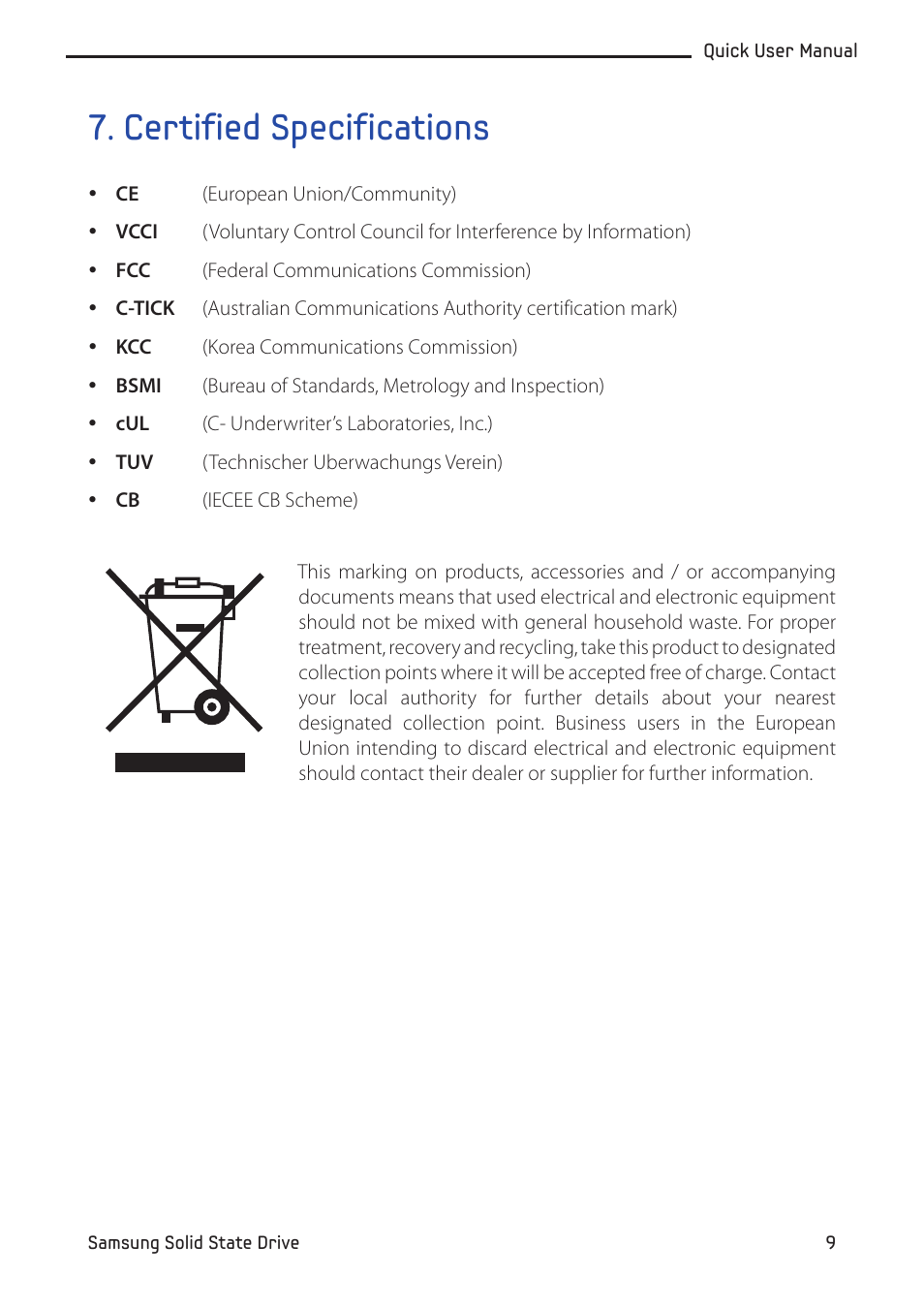 Certified specifications | Samsung MZ-5PA064-US User Manual | Page 9 / 14