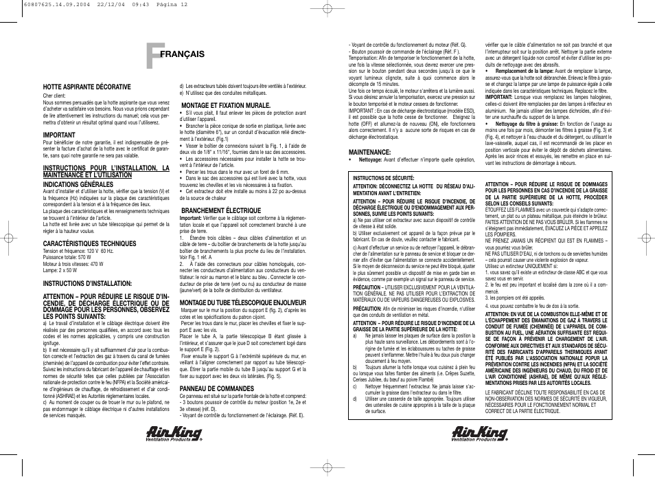 Air King NAV36SS User Manual | Page 6 / 6