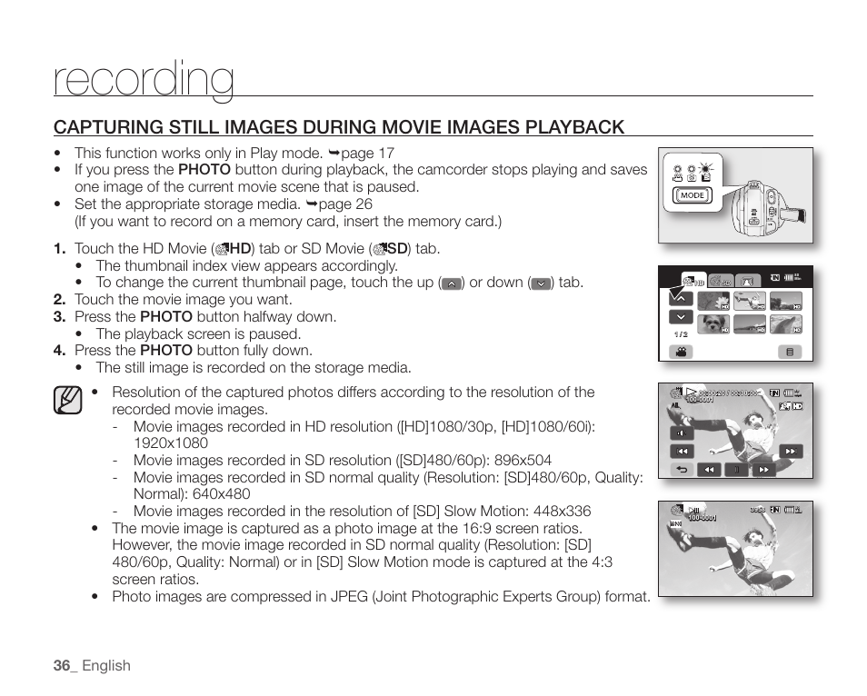 Recording | Samsung SC-HMX20C-XAA User Manual | Page 48 / 135