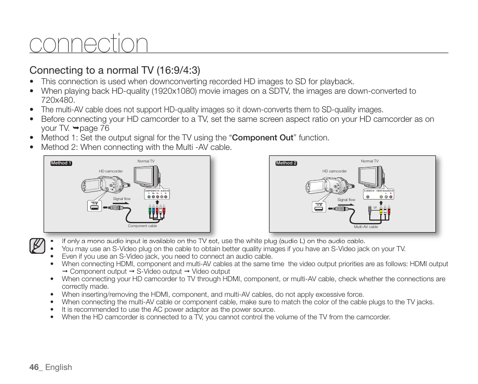 Connection, 46 _ english | Samsung SC-HMX20C-XAA User Manual | Page 58 / 135