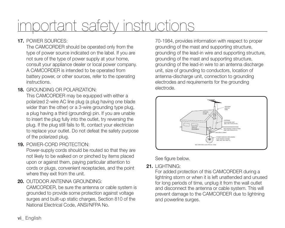 Important safety instructions | Samsung SC-HMX20C-XAA User Manual | Page 6 / 135