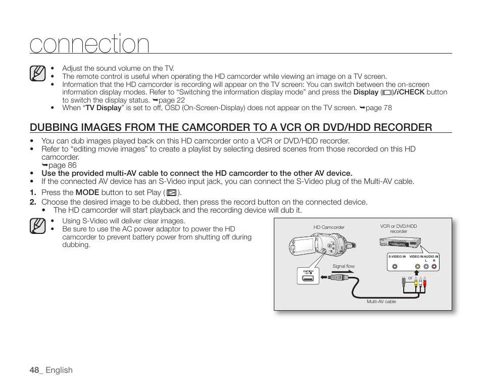 Connection | Samsung SC-HMX20C-XAA User Manual | Page 60 / 135