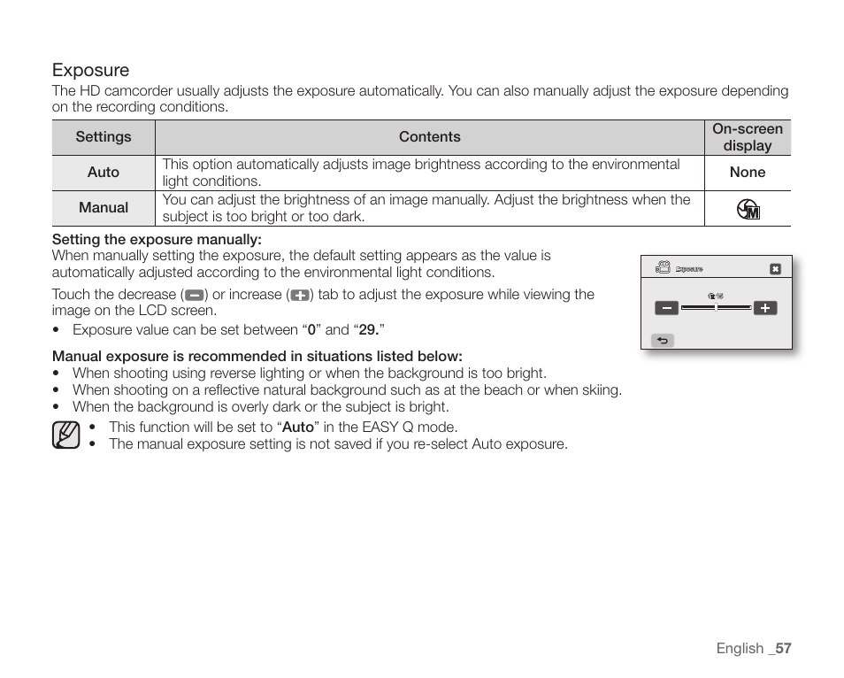 Exposure | Samsung SC-HMX20C-XAA User Manual | Page 69 / 135