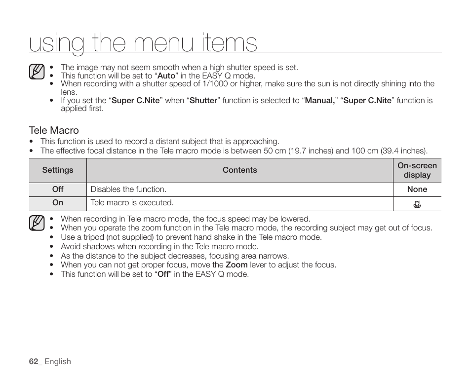 Using the menu items | Samsung SC-HMX20C-XAA User Manual | Page 74 / 135