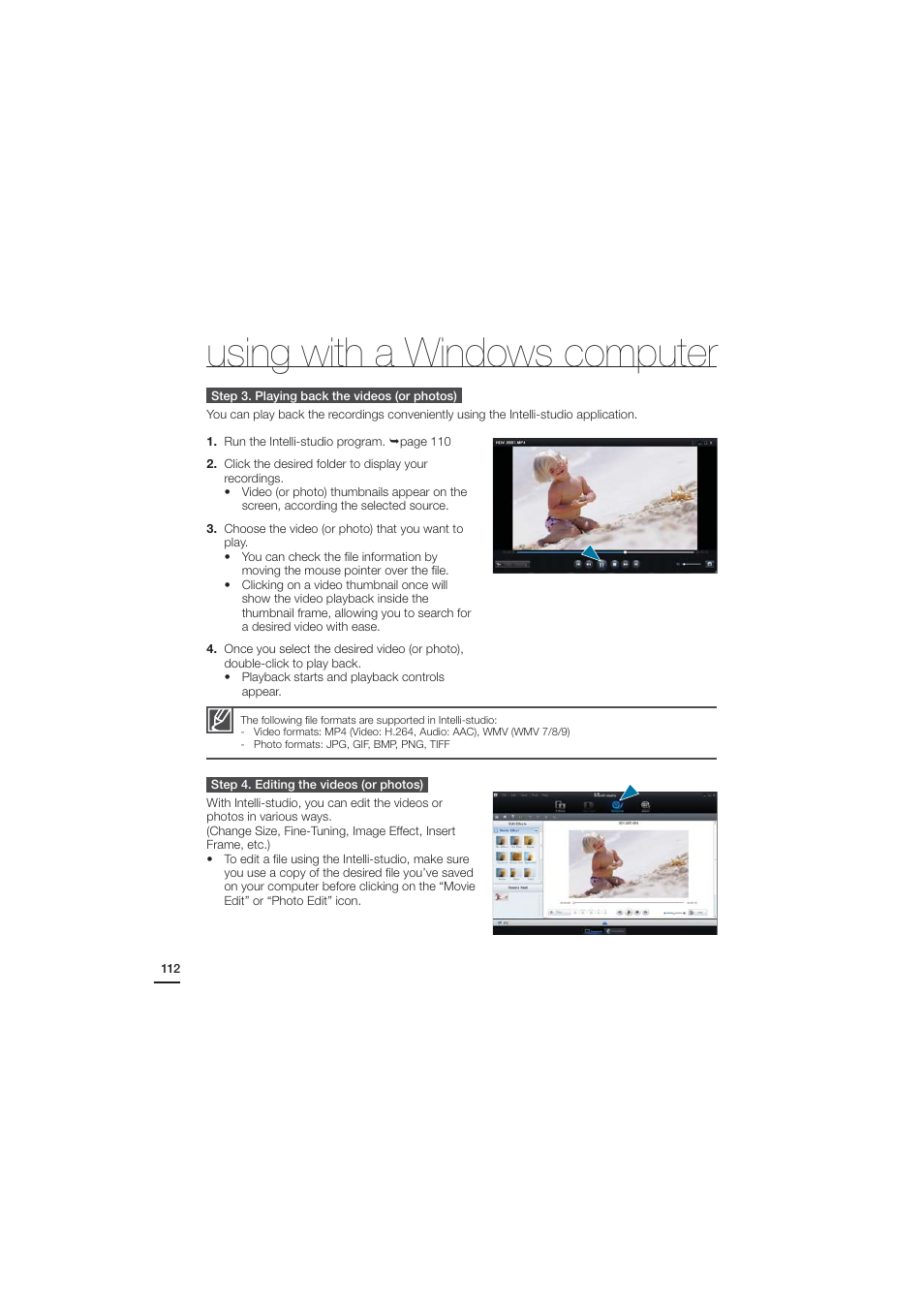 Using with a windows computer | Samsung HMX-H203BN-XAA User Manual | Page 124 / 145