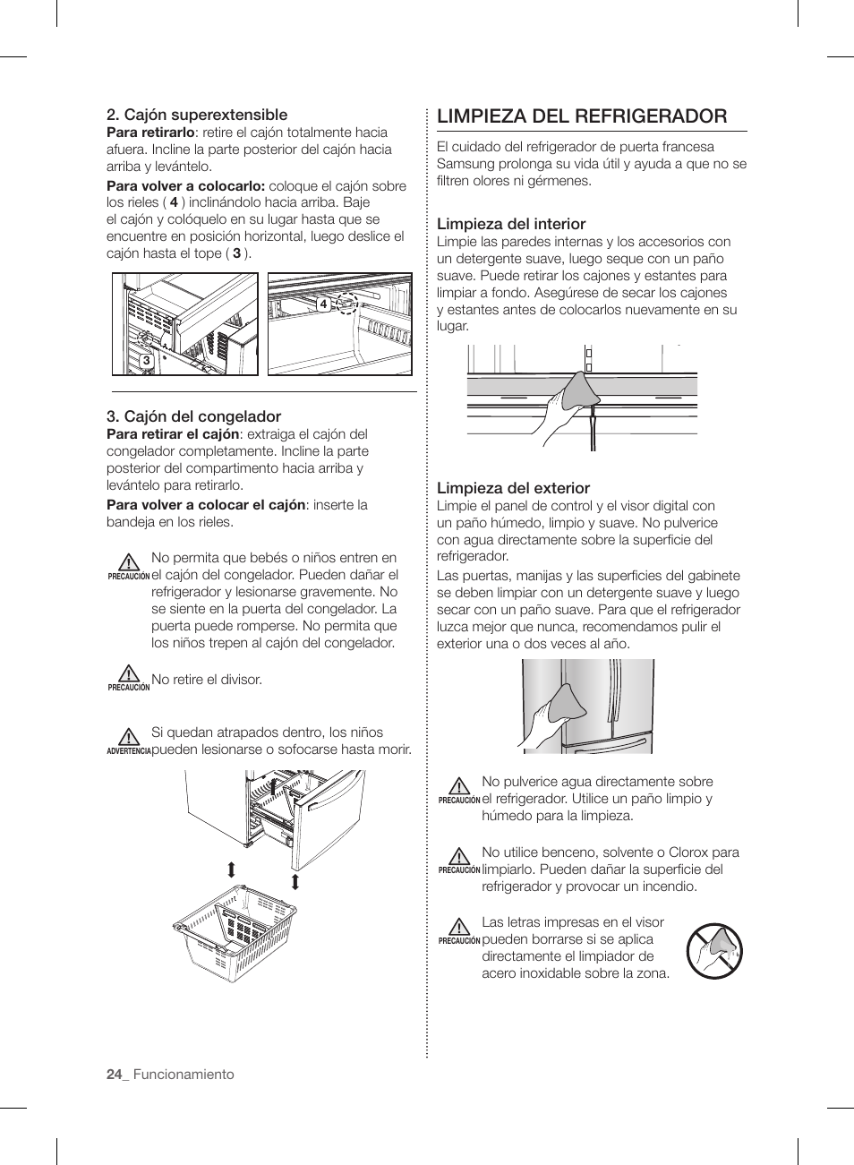 Limpieza del refrigerador | Samsung RF220NCTASP-AA User Manual | Page 56 / 96