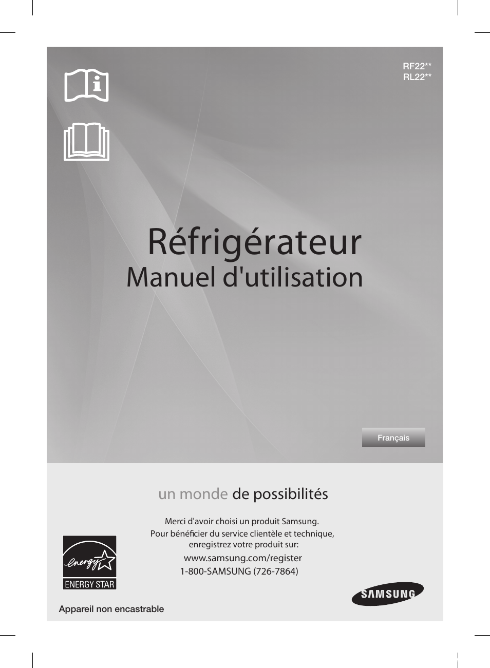 Réfrigérateur, Manuel d'utilisation, Un monde de possibilités | Samsung RF220NCTASP-AA User Manual | Page 65 / 96