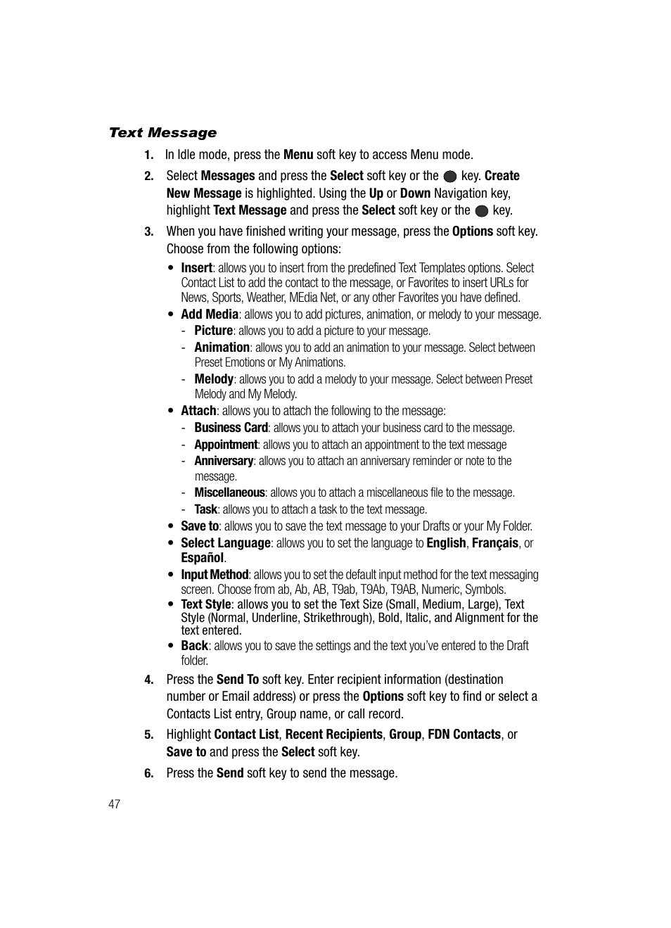 Text message | Samsung SGH-A436ZKAGEN User Manual | Page 50 / 126