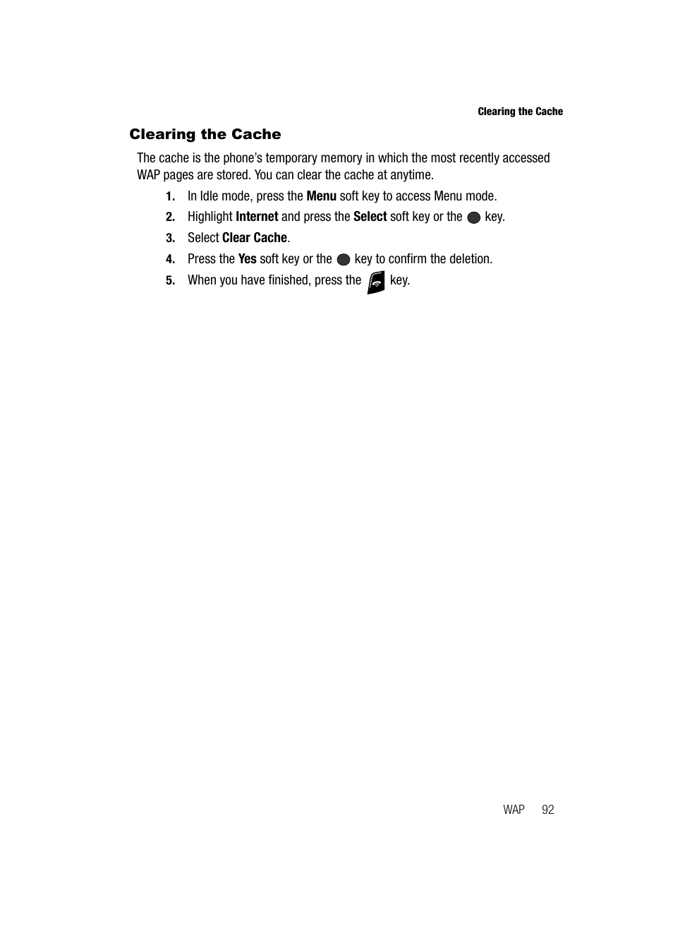 Clearing the cache | Samsung SGH-A436ZKAGEN User Manual | Page 95 / 126