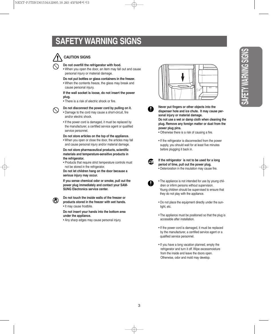 Safety w arning signs, Safety warning signs | Samsung RM255BARB-XAC User Manual | Page 3 / 40
