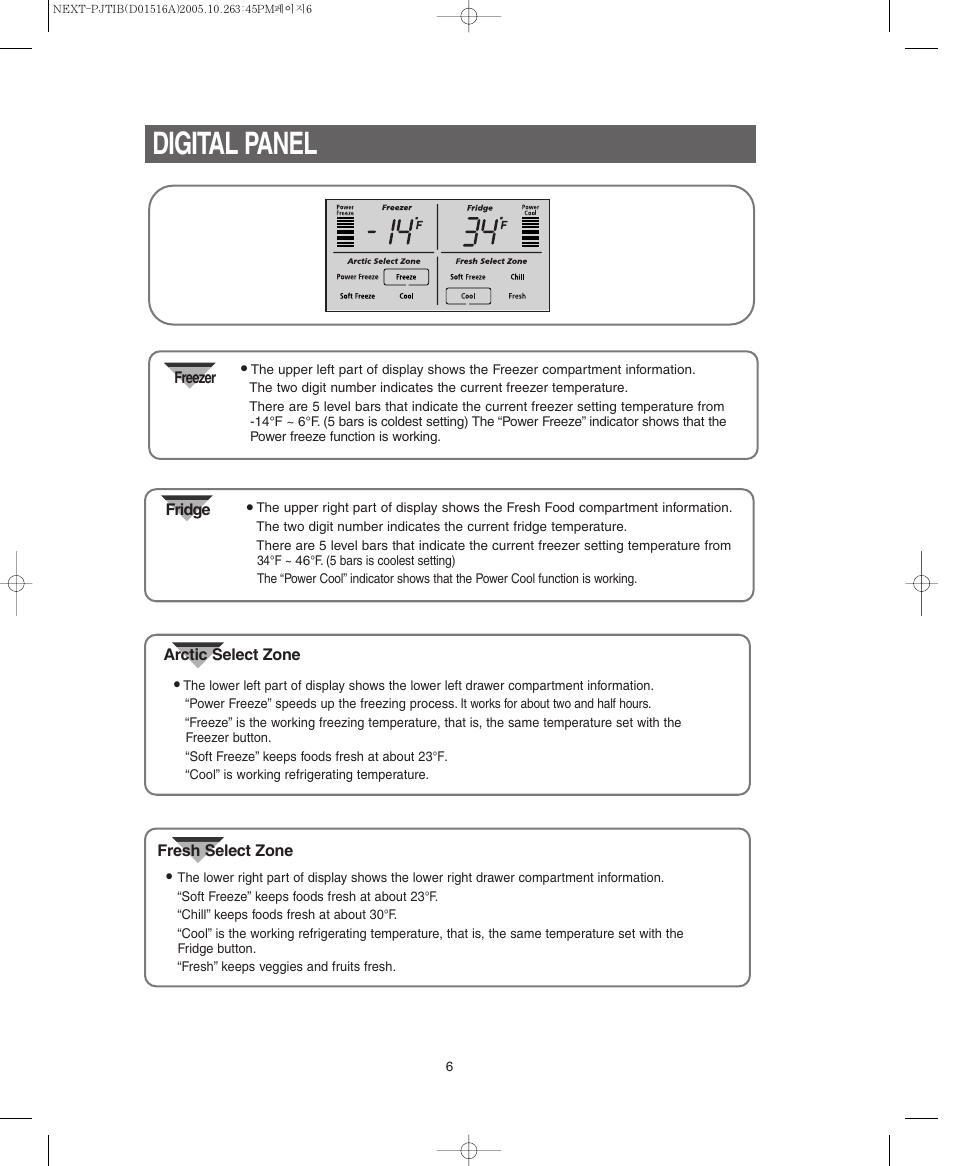 Digital panel | Samsung RM255BARB-XAC User Manual | Page 6 / 40