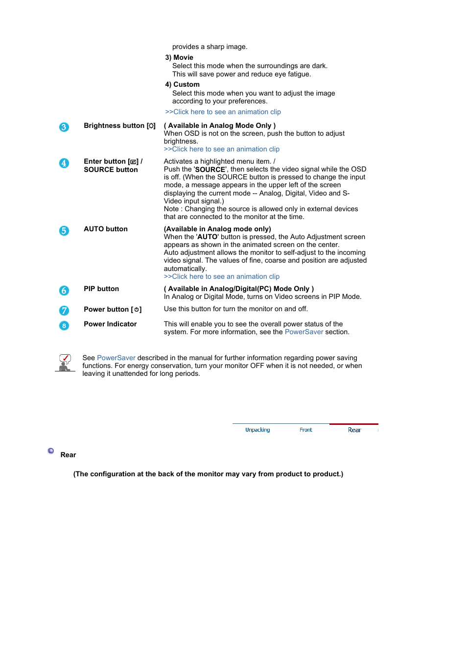 Rear | Samsung LS21BRBAB-XAA User Manual | Page 12 / 79