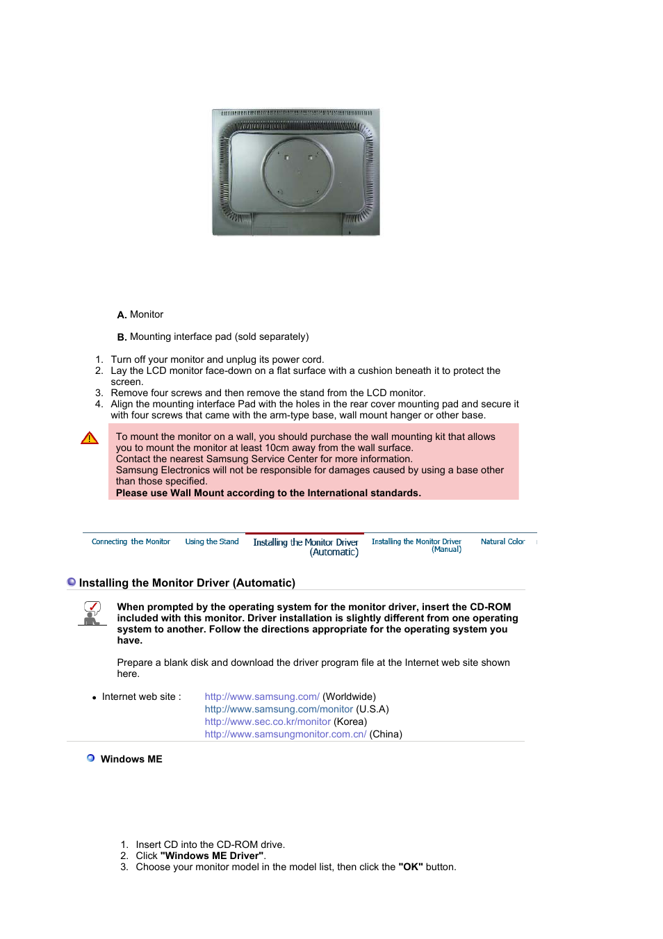 Installing the monitor driver (automatic) | Samsung LS21BRBAB-XAA User Manual | Page 19 / 79
