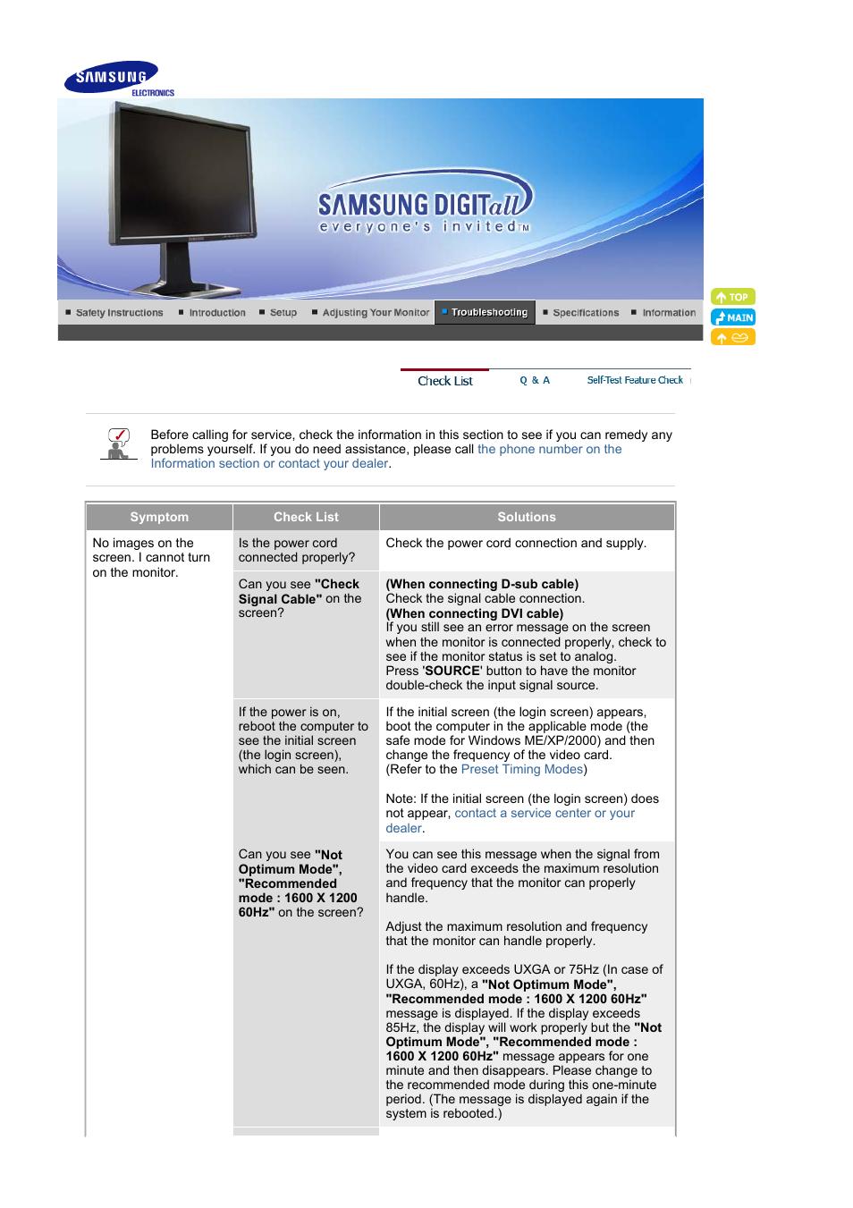Check list | Samsung LS21BRBAB-XAA User Manual | Page 64 / 79
