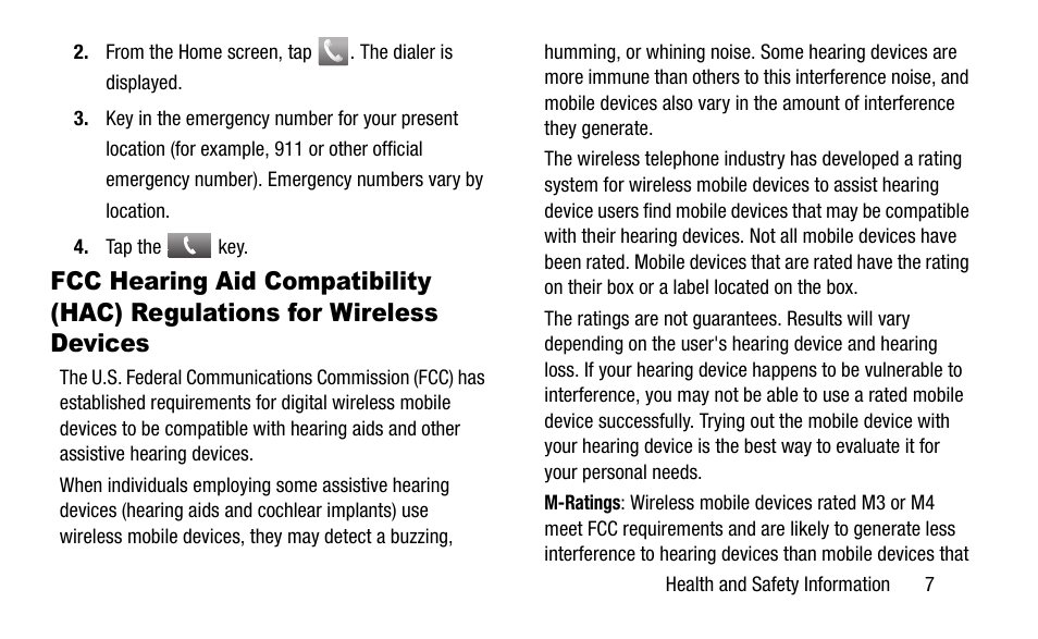 Fcc hearing aid compatibility (hac), Regulations for wireless devices | Samsung SM-G870ADGEATT User Manual | Page 13 / 19