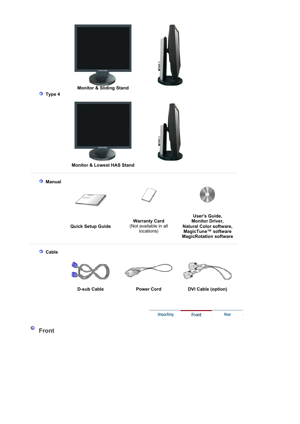 Front | Samsung MJ19BSASQ-XBG User Manual | Page 11 / 189