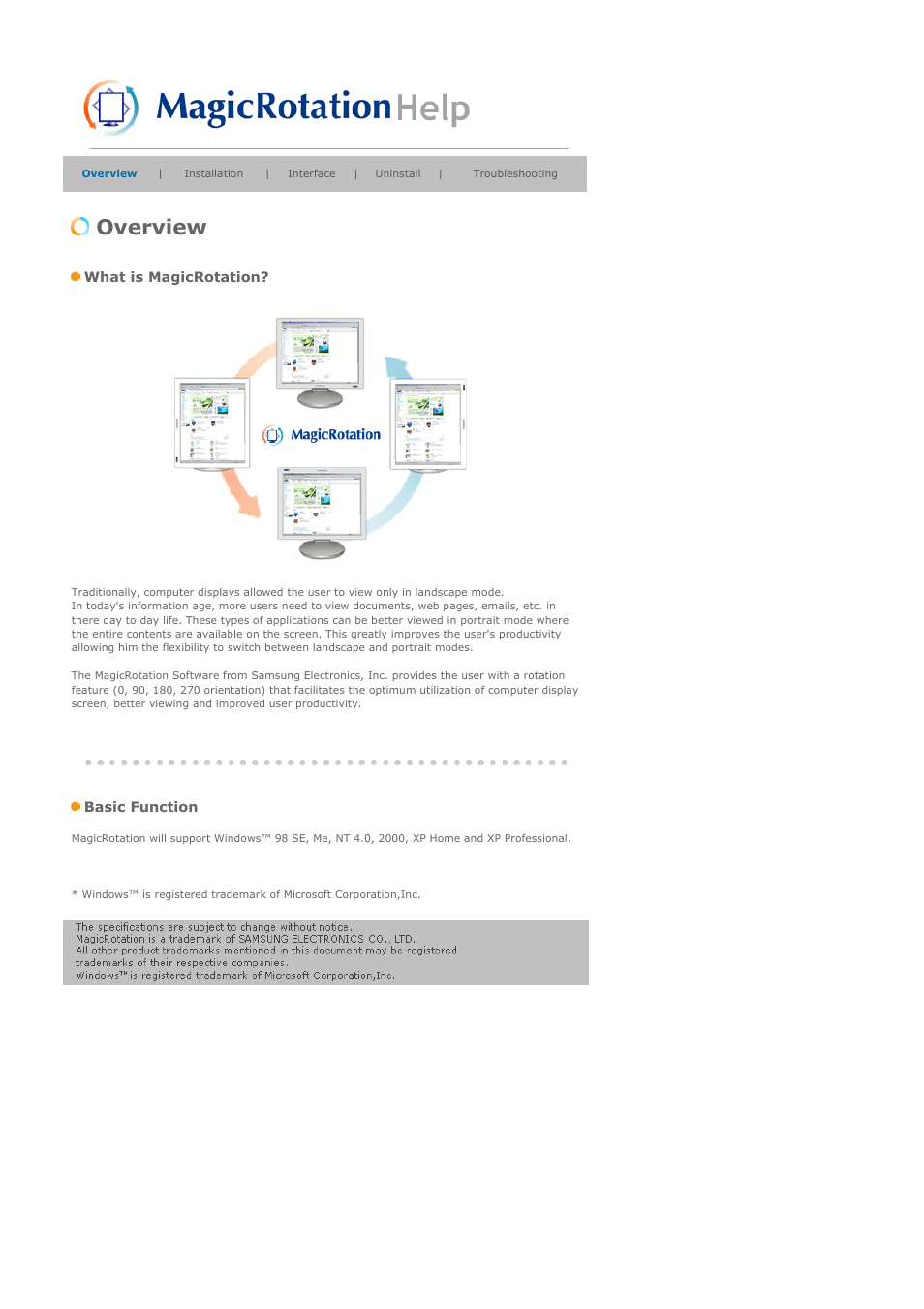 Magicrotation, Overview | Samsung MJ19BSASQ-XBG User Manual | Page 120 / 189