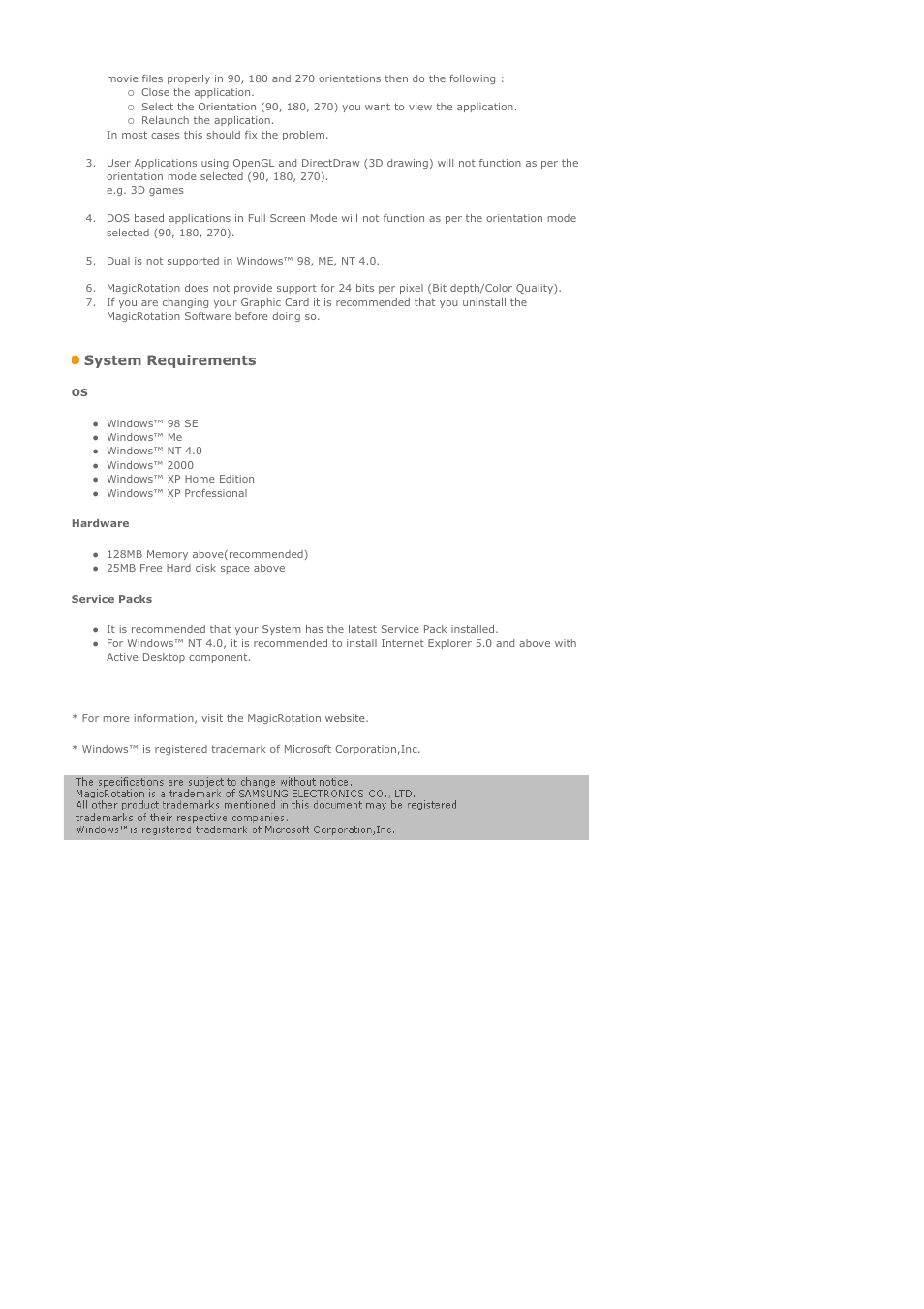 System requirements | Samsung MJ19BSASQ-XBG User Manual | Page 124 / 189