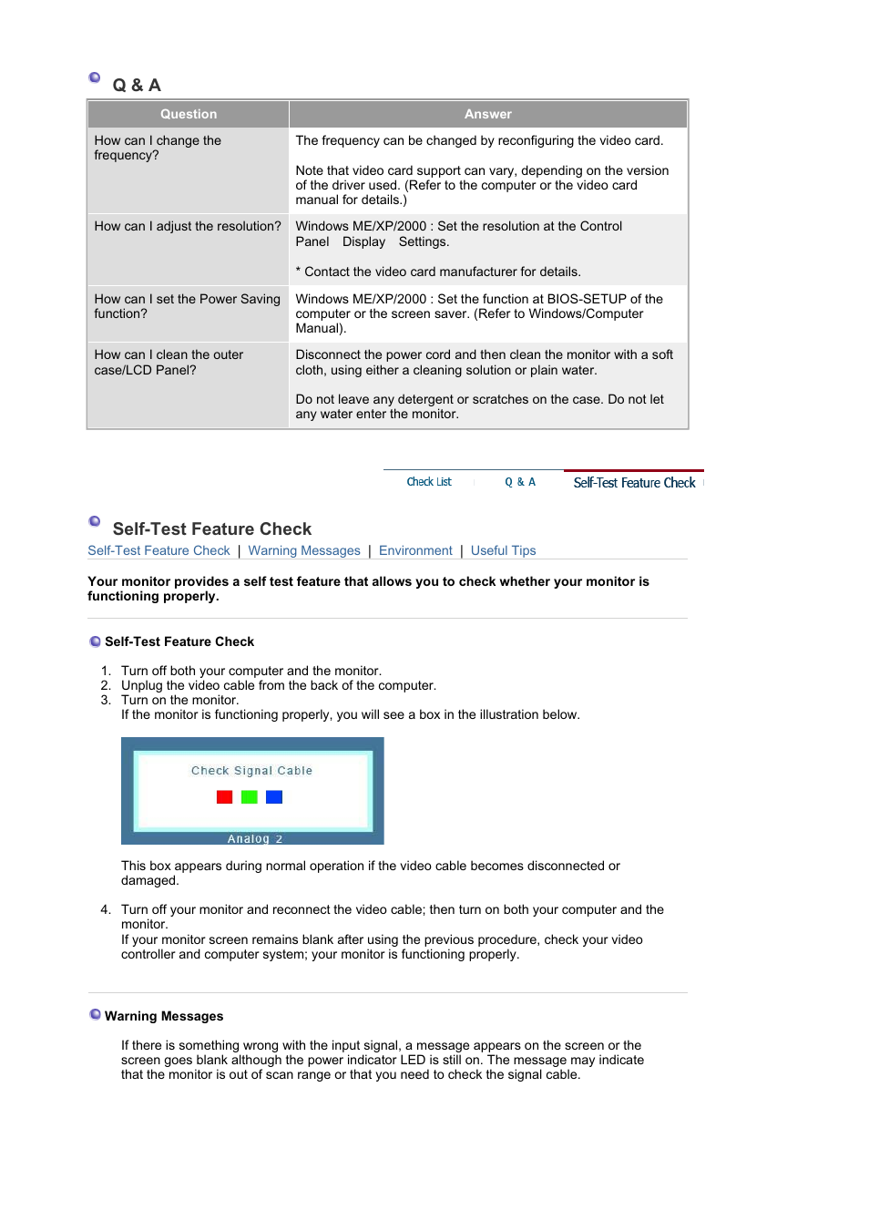 Self-test feature check, Q & a | Samsung MJ19BSASQ-XBG User Manual | Page 144 / 189