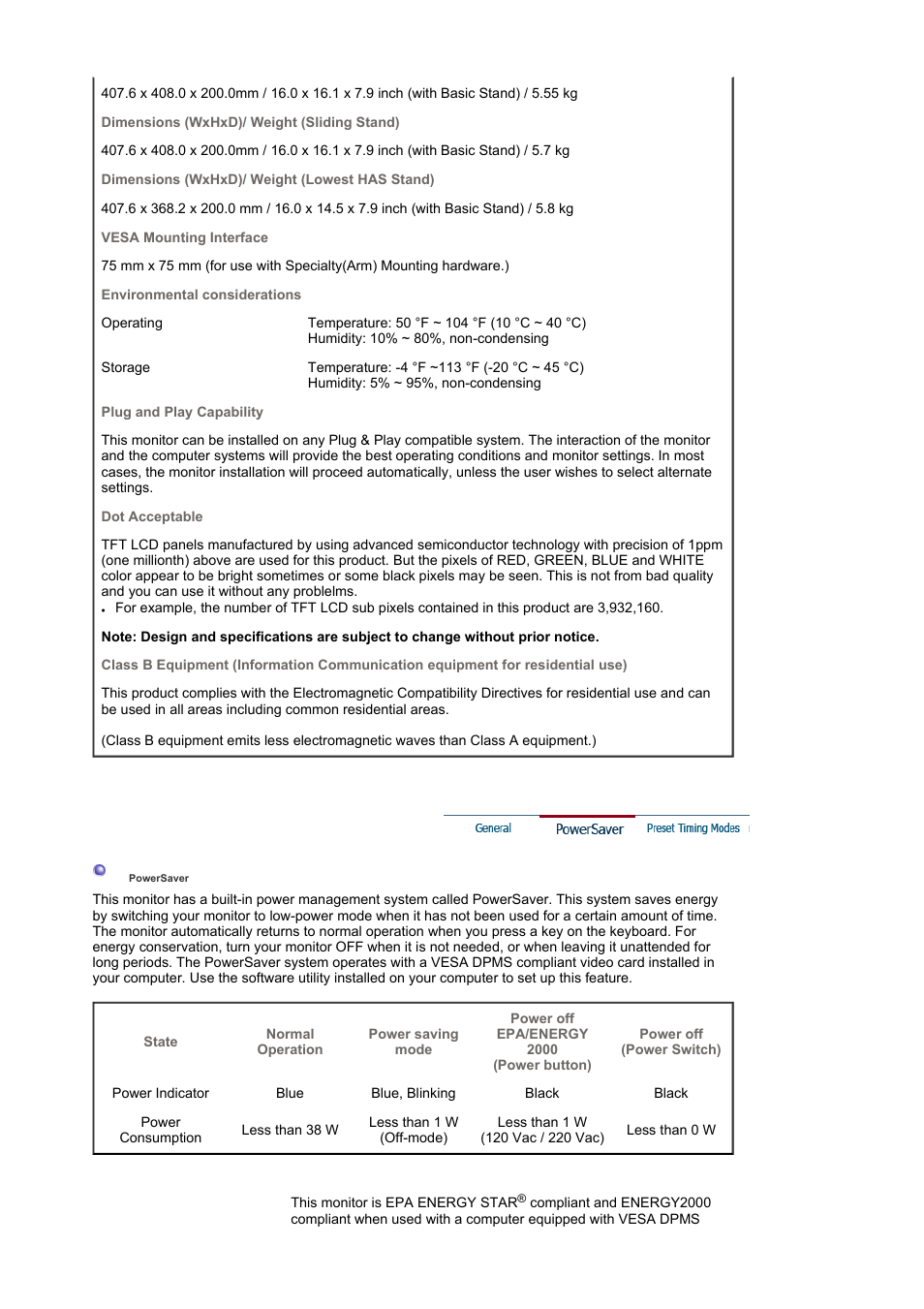 Powersaver | Samsung MJ19BSASQ-XBG User Manual | Page 176 / 189