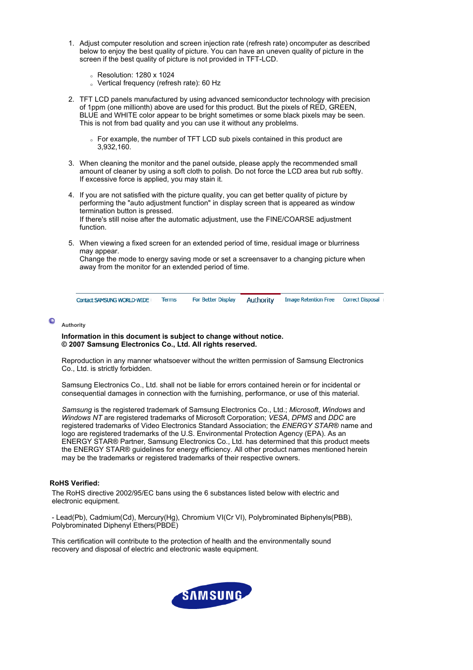 Authority | Samsung MJ19BSASQ-XBG User Manual | Page 185 / 189