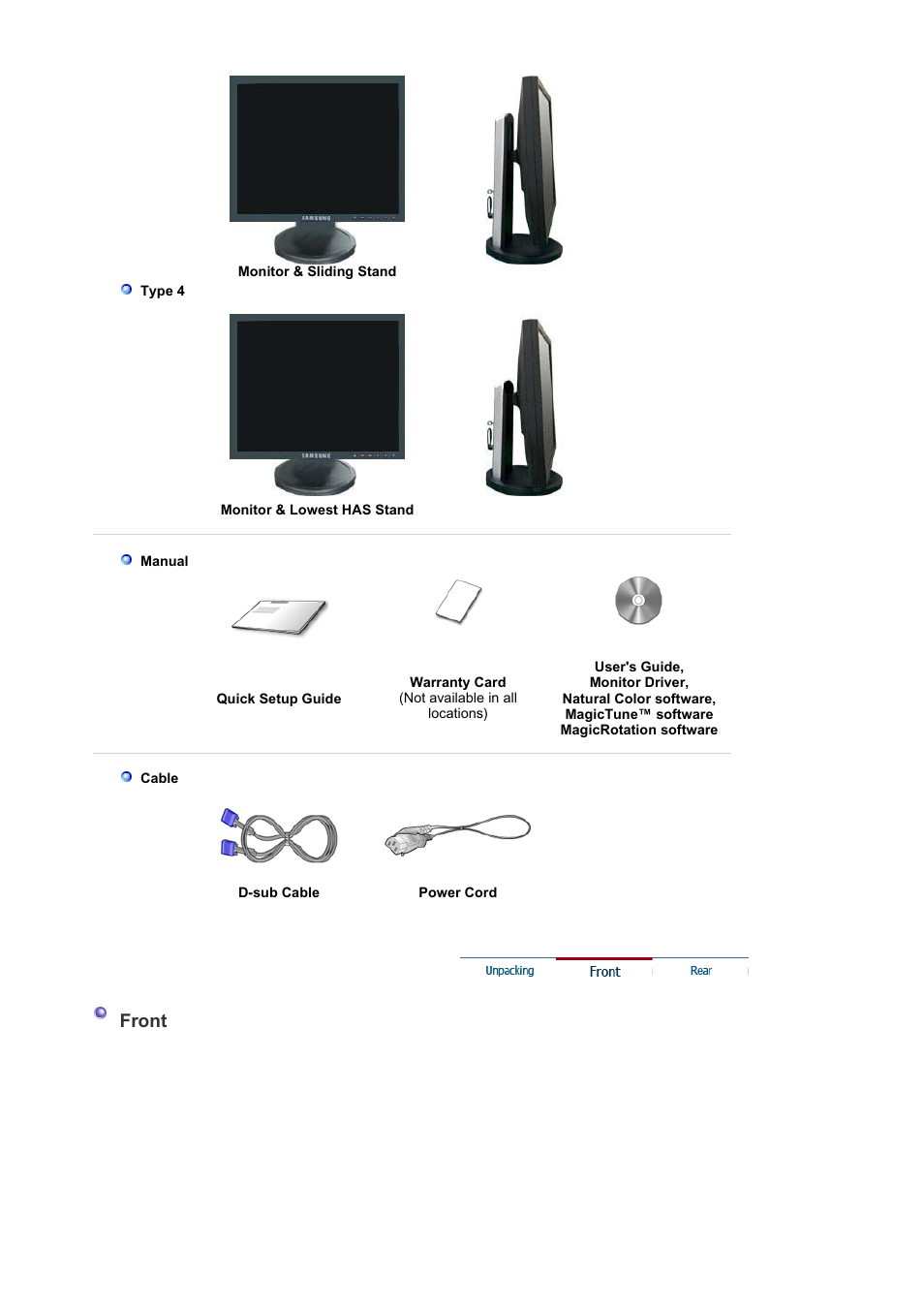 Front | Samsung MJ19BSASQ-XBG User Manual | Page 19 / 189