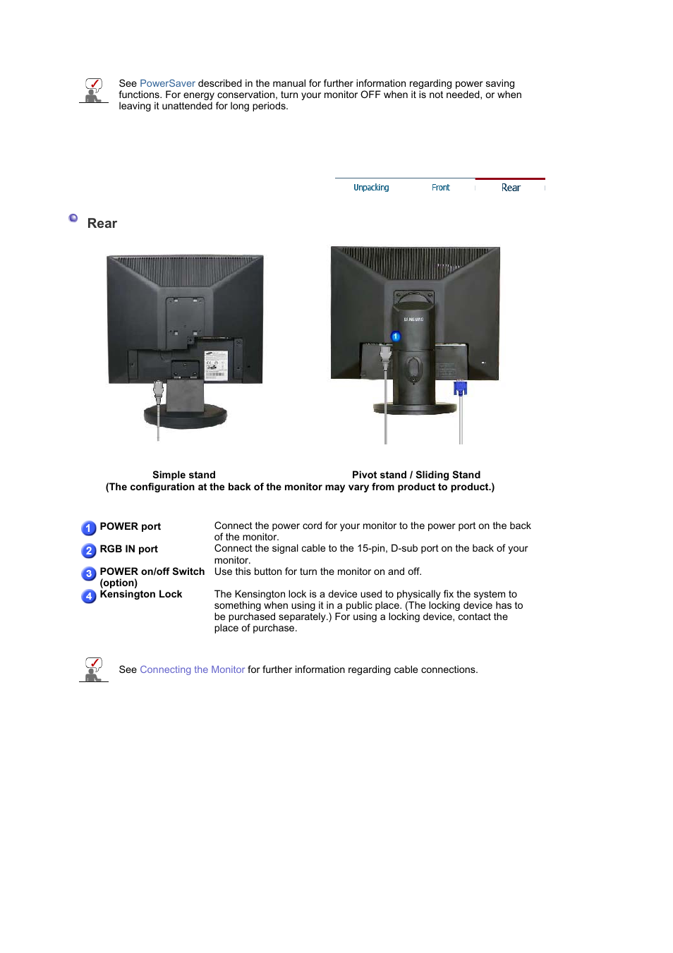 Rear | Samsung MJ19BSASQ-XBG User Manual | Page 21 / 189