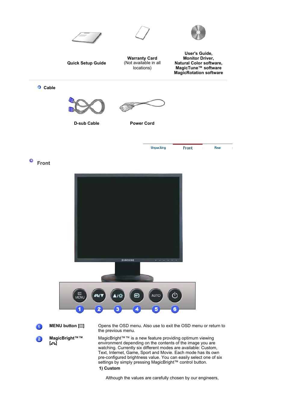 Front | Samsung MJ19BSASQ-XBG User Manual | Page 23 / 189