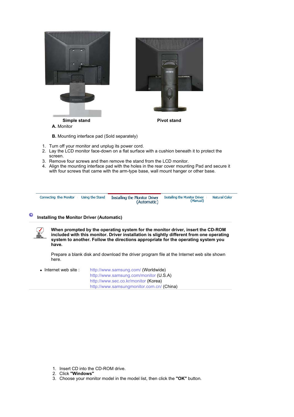 Installing the monitor driver(automatic) | Samsung MJ19BSASQ-XBG User Manual | Page 47 / 189