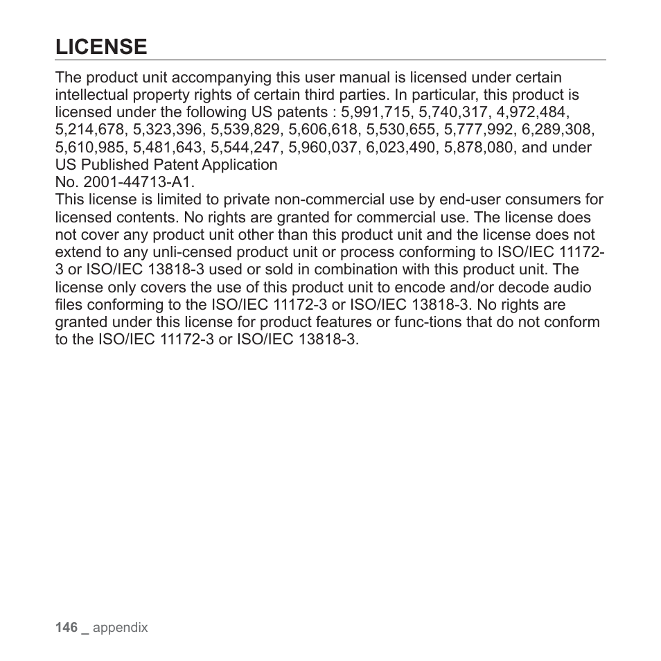 License | Samsung YP-P2JABY-XAA User Manual | Page 146 / 152