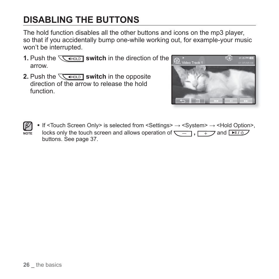 Disabling the buttons | Samsung YP-P2JABY-XAA User Manual | Page 26 / 152
