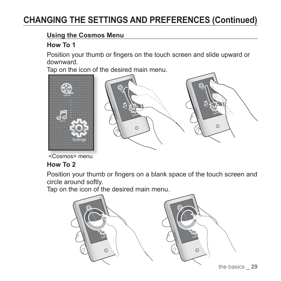 Changing the settings and preferences (continued) | Samsung YP-P2JABY-XAA User Manual | Page 29 / 152