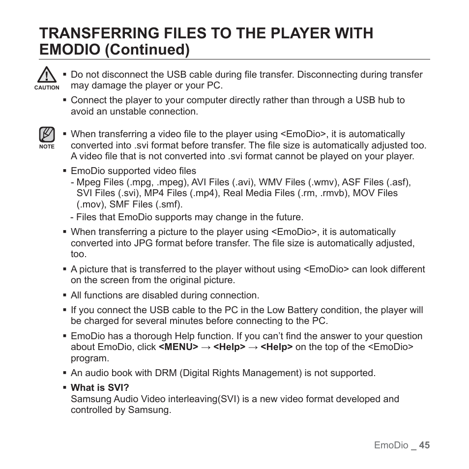 Samsung YP-P2JABY-XAA User Manual | Page 45 / 152