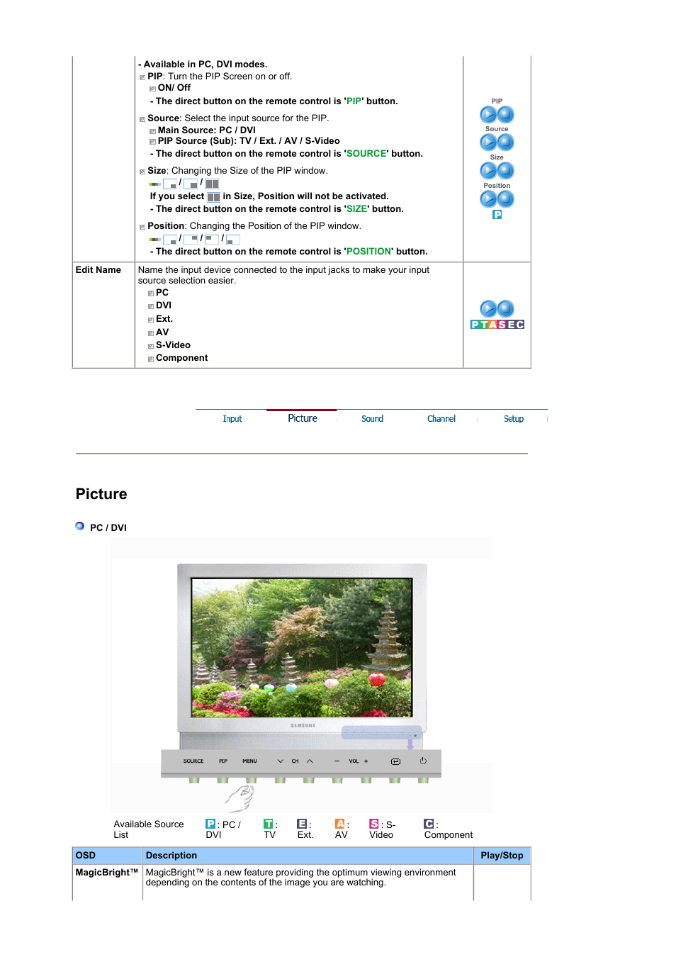 Sound, Picture | Samsung LS19DOWSS-XAA User Manual | Page 30 / 54