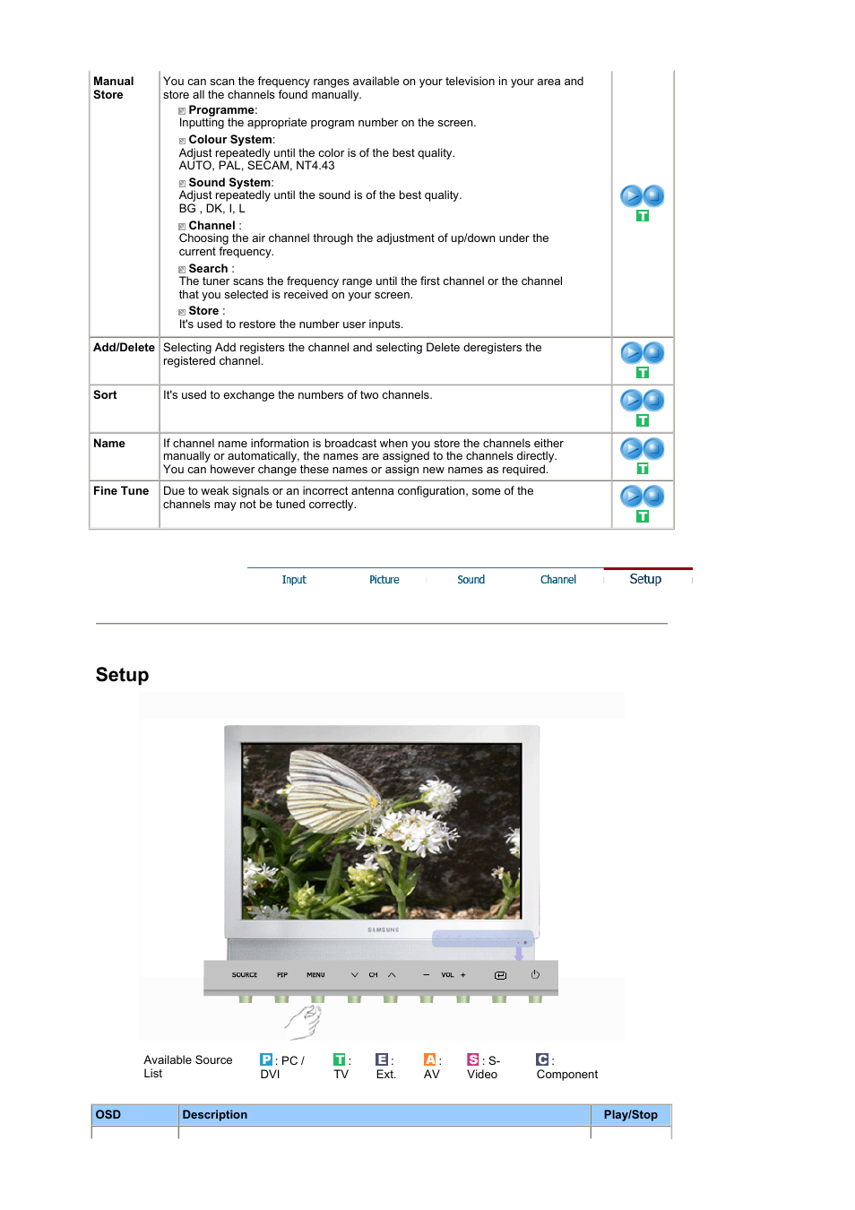 Setup | Samsung LS19DOWSS-XAA User Manual | Page 35 / 54