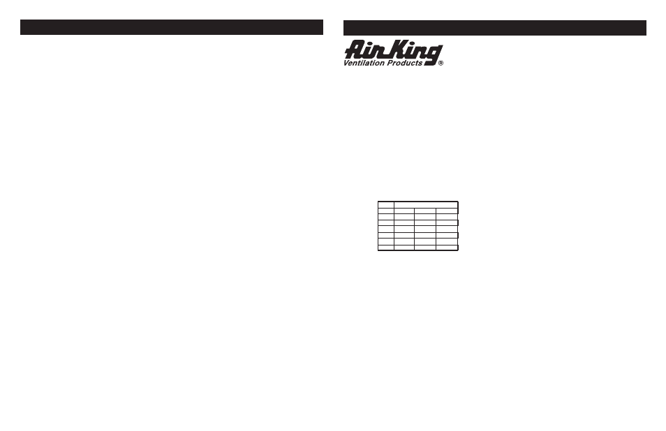 Air King 4TM65A/9530A User Manual | 4 pages