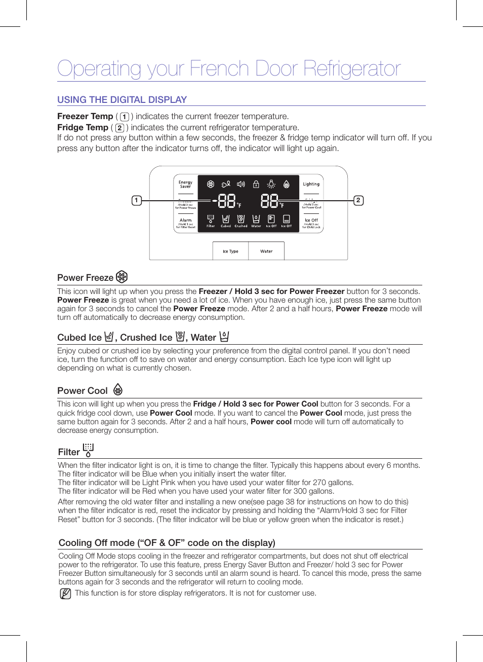 Operating your french door refrigerator | Samsung RFG298AABP-XAA User Manual | Page 4 / 7
