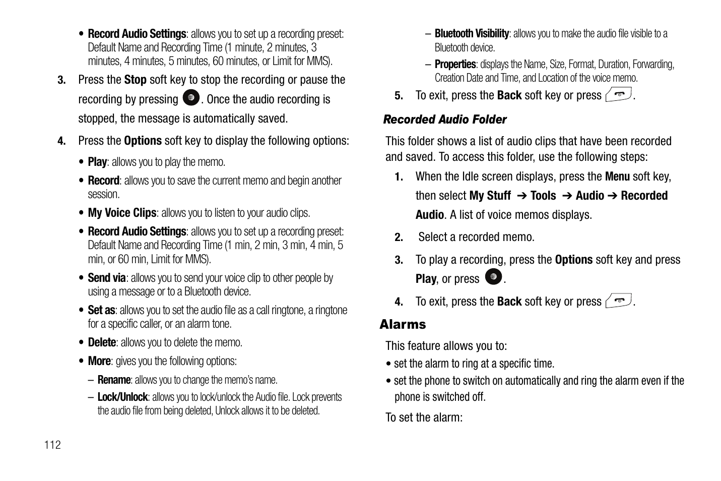 Alarms | Samsung SGH-A767LBAATT User Manual | Page 116 / 164